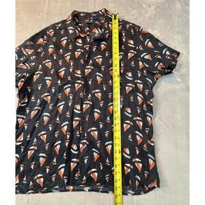 Perry Ellis Men’s Linen Shirt XL Short Sleeve Sailboat Navy Orange Casual Button